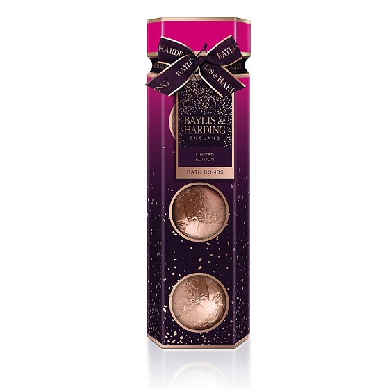 Baylis & Harding Fík a Granátové jablko szumujące kule do kąpieli 3 x 100 g, kosmetyczny zestaw dla kobiet
