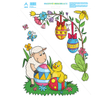 Arch Wielkanocna naklejka, okienna folia bez kleju Rogowy motyw Baranek 33 x 24 cm