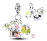 Charm Srebrna 925 Sterlingowa Zawieszka 3w1, zawieszka na bransoletkę podróżną