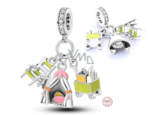 Charm Srebrna 925 Sterlingowa Zawieszka 3w1, zawieszka na bransoletkę podróżną