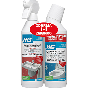 HG piankowy środek czyszczący kamień wodny, 500 ml + HG żel higieniczny do toalet 500 ml gratis