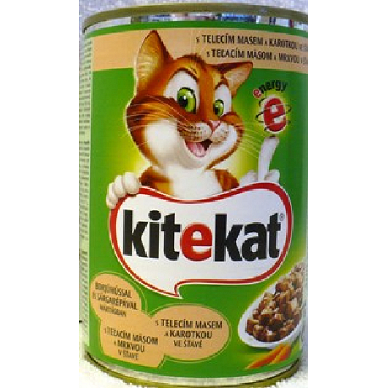 Kitekat s telecím masem a karotkou ve šťávě 400 g