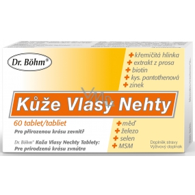Dr. Bohm Kůže Vlasy Nehty doplněk stravy, přispívají k normálnímu stavu pokožky, vlasů a nehtů 60 tablet Dr. Bohm Kůže Vlasy Nehty doplněk stravy, přispívají k normálnímu stavu pokožky, vlasů a nehtů 60 tablet