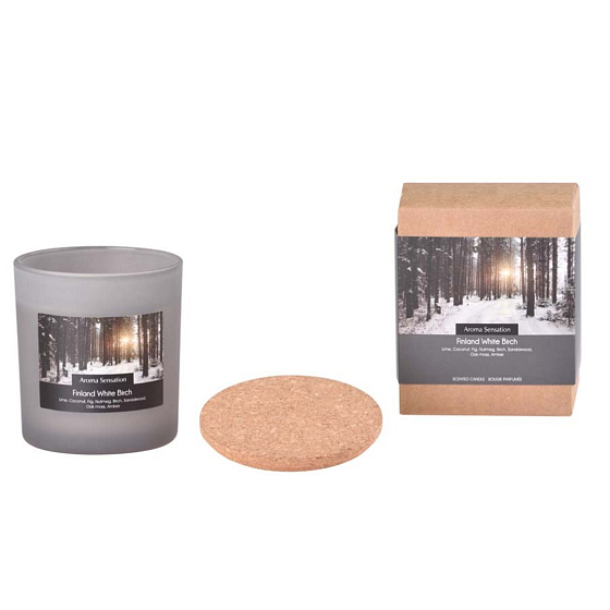 Arome Aroma Sensation Finland White Birch vonná svíčka ve skle s korkovým víčkem 7,5 x 8,5 cm 340 g