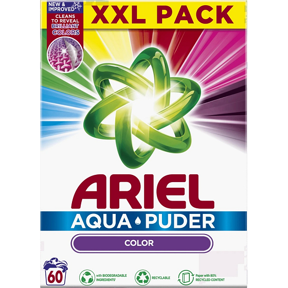 Ariel Aquapuder Color univerzální prací prášek na barevné prádlo 60 dávek 3,9 kg