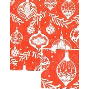 Nekupto Dárkový balicí papír vánoční 70 x 200 cm Červený bílé baňky