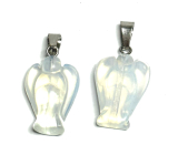 Opalit Anioł Stróż, przewieszenie syntetyczny kamień różowy szlifowany 2 - 2,2 cm, kamień przyciągający i nadziei