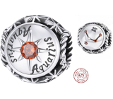 Zawieszka ze srebra próby 925 Znak zodiaku, cyrkonia sześcienna Wodnik, koralik do bransoletki