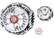 Zawieszka ze srebra próby 925 Znak zodiaku, cyrkonia sześcienna Wodnik, koralik do bransoletki