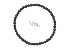 Onyx fasetowany mat bransoletka elastyczna naturalny kamień, kuleczka 4 mm / 19 cm, kamień żywotny siły