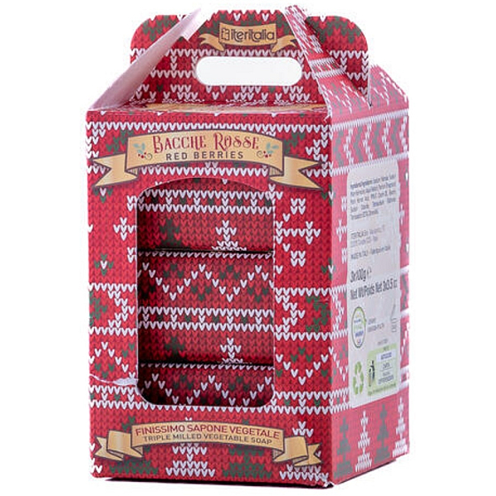 Iteritalia Aromatyczne owoce włoskiego naturalnego mydła toaletowego 3 x 100 g, świąteczny zestaw prezentowy