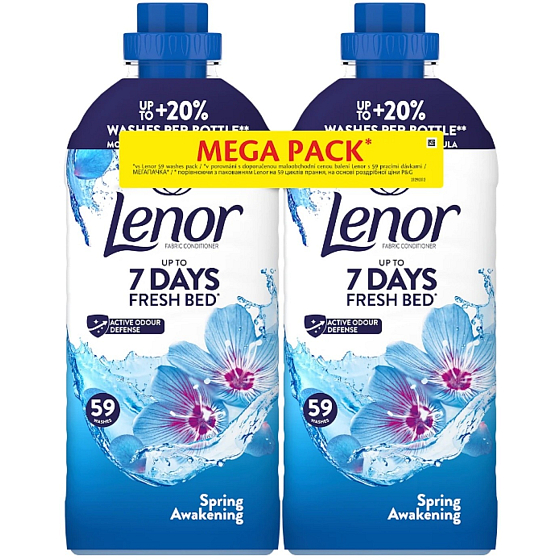 Lenor Spring Awakening koncentrovaná aviváž, duopack 2× 59 dávek, 2× 1239 ml