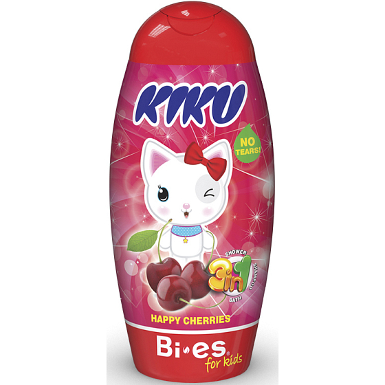 Kiku Happy Cherries 3v1 sprchový gel, šampon a pěna pro děti 250 ml