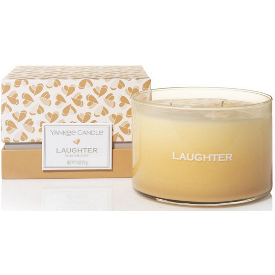 Yankee Candle Laughter Sun Bright - Hřejivé slunce vonná svíčka sklo 3 knoty 510 g