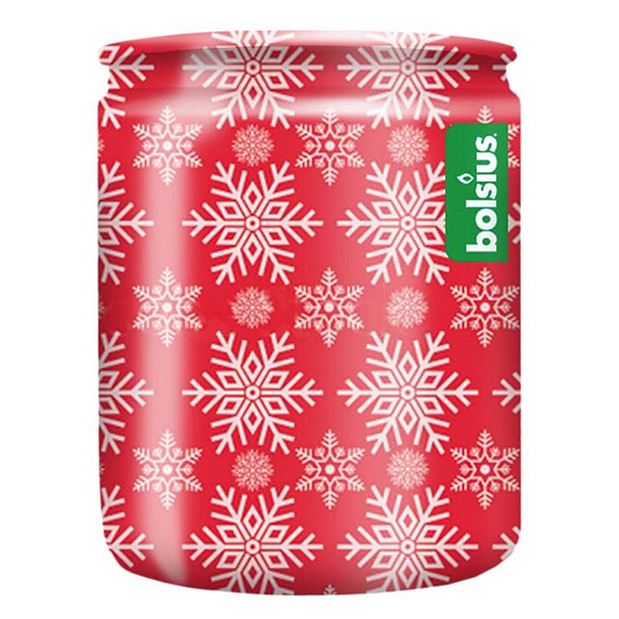 Bolsius Vločky červená, vonná svíčka ve skle 68 x 80 mm, doba hoření 23 hodin