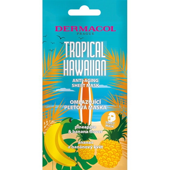 Dermacol Tropical Hawaiian odmładzająca maska tekstylna z ekstraktem z ananasa i kwiatu banana 15 ml