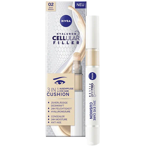Nivea Hyaluron Cellular Filler krem tonujący w gąbce 02 Medium 4 ml