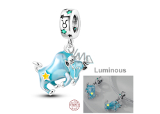 Zawieszka ze srebra próby 925 Luminozny - Znak zodiaku Byk, ozdoba do bransoletki