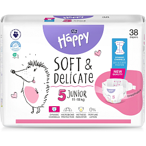 Bella Happy Junior 5 pieluchy jednorazowe dla dzieci 11-18 kg, 38 szt.