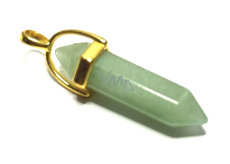 Awenturyn Kyvadło sześciokątne złoty przywieszek 41 x 13 mm, naturalny kamień ręcznie wycinany, kamień szczęścia