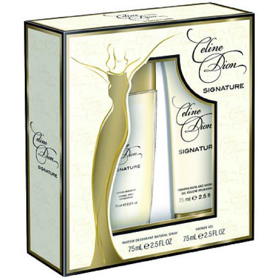 Celine Dion Signature parfémovaný deodorant sklo pro ženy 75 ml + sprchový gel 75 ml, kosmetická sada