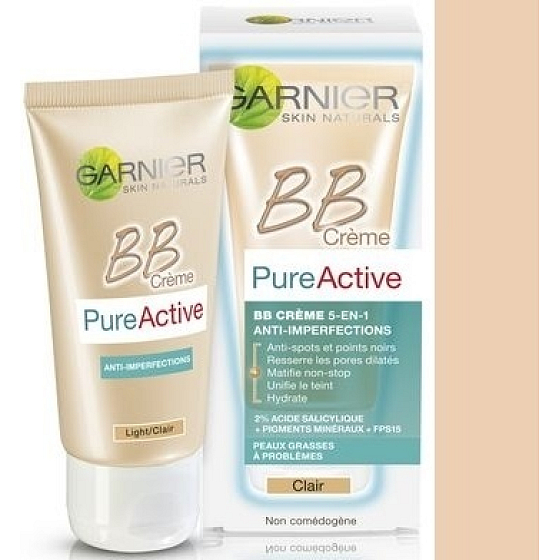 Garnier Skin Naturals Pure Active BB cream krém proti nedokonalostem 5v1 SPF15 Light 50 ml