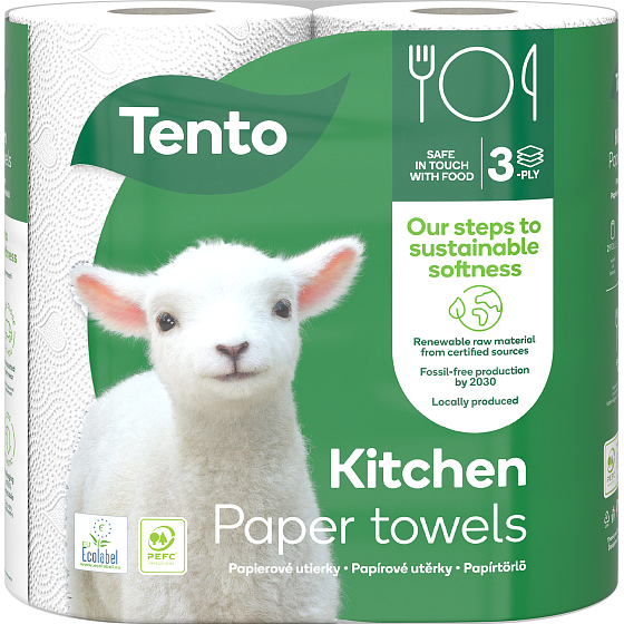 Tento Kitchen Innovations ręczniki papierowe bardzo mocne 3 warstwy 73 arkuszy 2 rolki