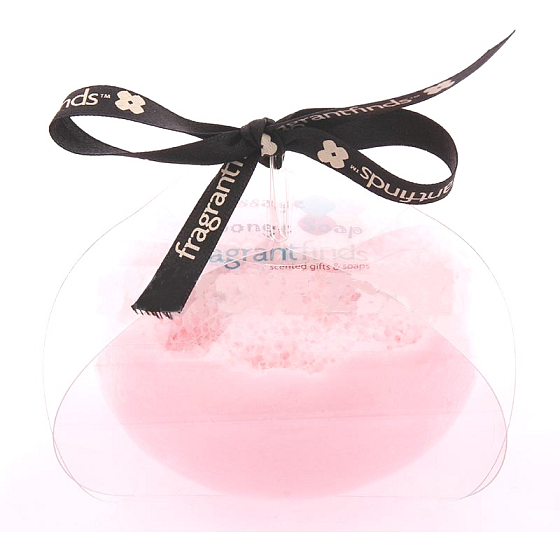 Fragrant Engagement Glicerynowe mydło masażowe z gąbką wypełnioną perfumami Lanvin Marry Me w kolorze białoróżowym 200 g