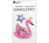Samolepka plastická pełna brokatem Labuć 10,5 x 18 cm