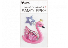 Samolepka plastická pełna brokatem Labuć 10,5 x 18 cm