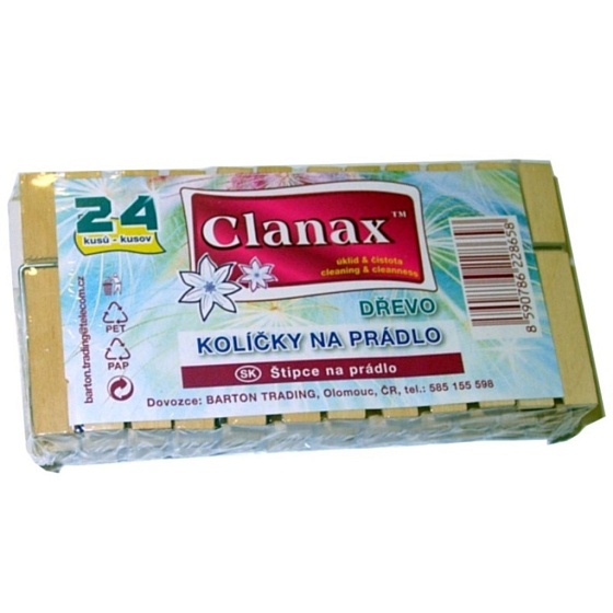 Clanax Drewniane spinacze do bielizny 24 sztuk