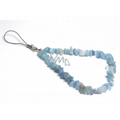 Akwamaryn brelok do telefonu przeciwko zgubieniu, naturalny kamień, obwód 26,5 cm, kamień nawiązujący, lecznicza siła oceanu