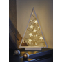 Choinka drewniana biała z gwiazdkami 27 x 40 cm z 15 LED światełek, ciepłe białe