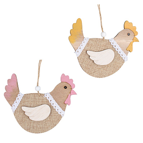 Kurczak drewniany do zawieszenia 13 cm różne kolory