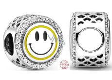 Zawieszka ze srebra próby 925 Talisman uśmiech iskrzący, koralik do bransoletki symbol