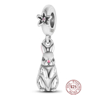 Charm Srebrny 925 Króliczek z różowym nosem, zawieszka na ramkę zwierzę