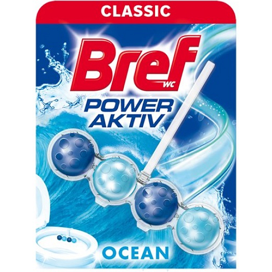 Bref Power Aktiv 4 Formuła Ocean WC blok dla higienicznej czystości i świeżości Twojej toalety, barwi wodę 50 g