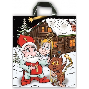 Press Igelitová taška 41 x 46 cm s uchem Mikuláš, anděl, čert
