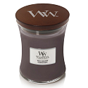 WoodWick Suede & Sandalwood - Semišové santalové dřevo vonná svíčka s dřevěným knotem a víčkem sklo střední 275 g
