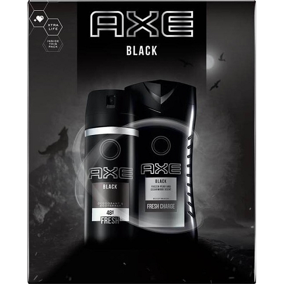 Axe Black deodorant sprej pro muže 150 ml + sprchový gel 250 ml, kosmetická sada