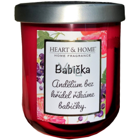 Heart & Home Świeża grejpfrut i czarna porzeczka sojowa świeca z napisem Babcia 110 g