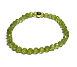Olivin / Peridot faset elastyczny naturalny kamień, kulka 5 mm / 16 - 17 cm, kamień chroniący ludzką aurę