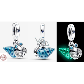 Zawieszka ze srebra 925 Luminozný - Krab / pustelnik zářící w ciemności, příwieszka do bransoletki moře