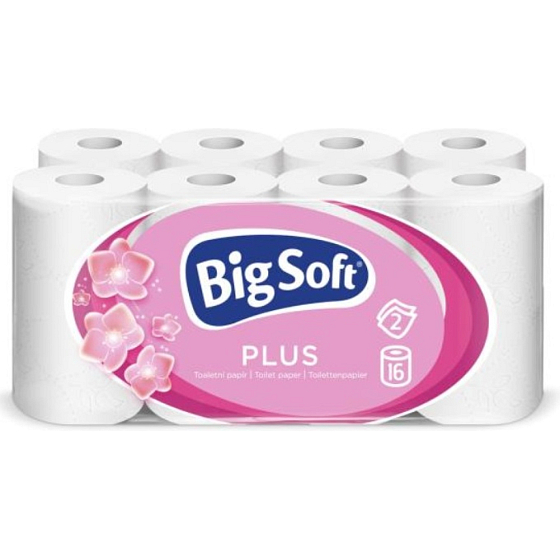 Big Soft Plus 2-warstwowy papier toaletowy, 16 rolek, 17,6 m rolka