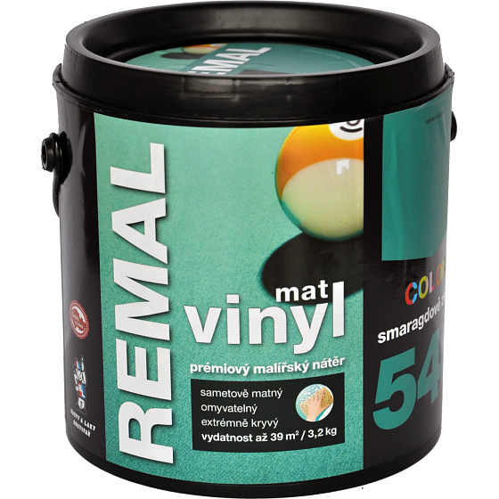 REMAL Vinyl Color mat farba do ścian zmywalna, 540 szmaragdowo zielona, 3,2 kg