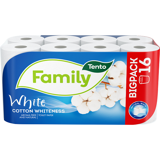 Tento White Cotton Whiteness 2-warstwowy papier toaletowy, 16 rolek, 18 m rolka