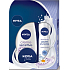 Nivea Pure Invisible antiperspirant deodorant sprej 150 ml + Creme Sensitive sprchový sprchový gel 250 ml + intenzivní krém 30 ml, pro ženy kosmetická sada