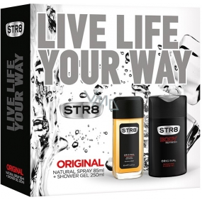 Str8 Original parfémovaný deodorant sklo pro muže 85 ml + sprchový gel 250 ml, kosmetická sada