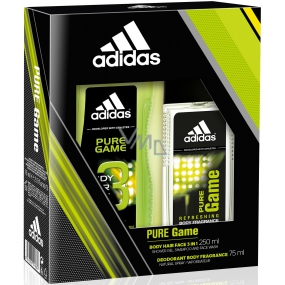 Adidas Pure Game parfémovaný deodorant sklo pro muže 75 ml + sprchový gel 250 ml, kosmetická sada