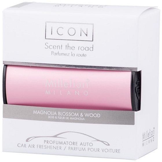 Millefiori Milano Icon Magnolia Blossom & Wood - Květy magnólie a Dřevo vůně do auta Classic růžová 47 g